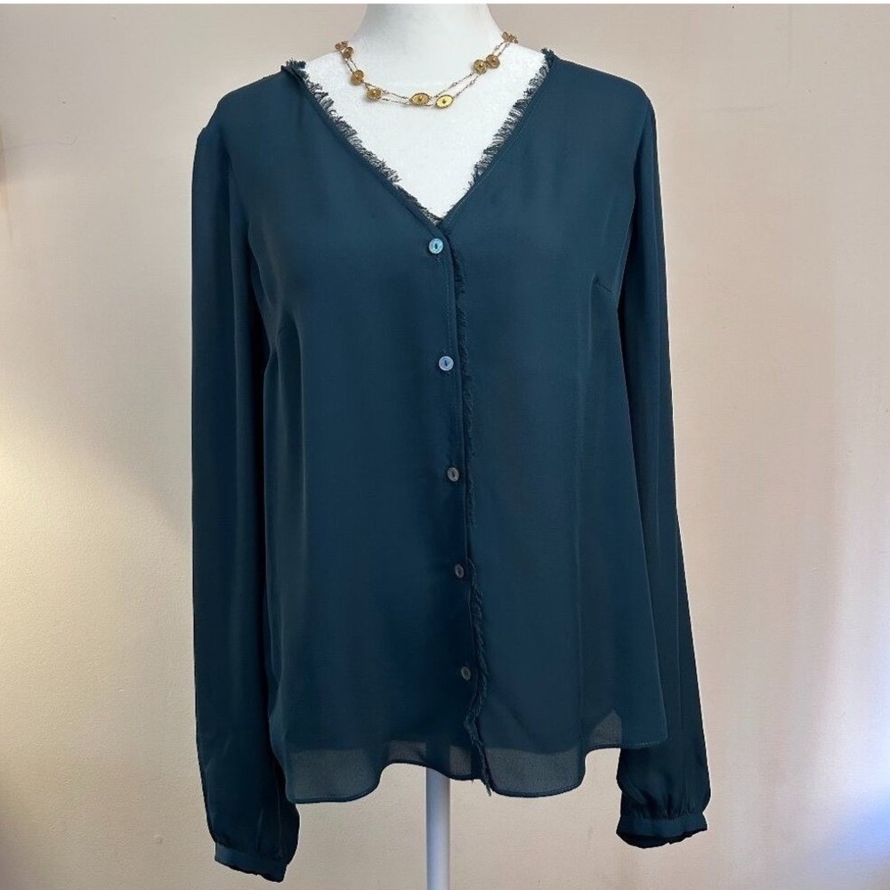 Elizabeth and James Silk Blouse Office S Teal‎ Professional Career Minimal